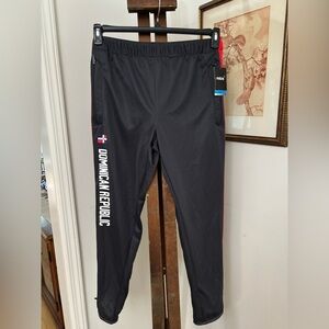 Mitre Men’s NWT Black/Red Track Pants with Dominican Republic Print SIZE M